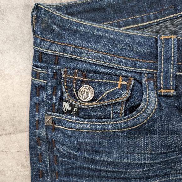 MEK Denim USA Tacoma Boot Cut Distressed Dark Wash Women's Jeans 25 x 34 - Picture 3 of 12